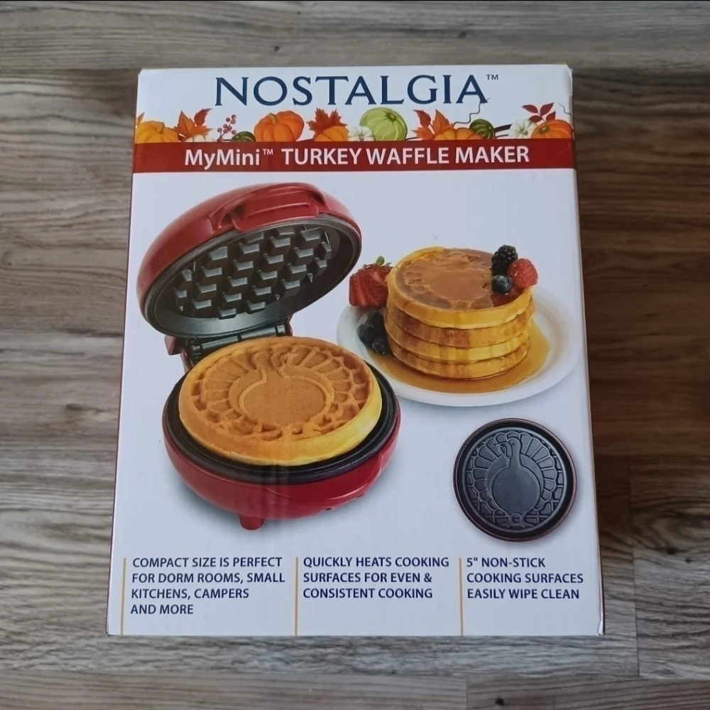 Nostalgia My Mini Turkey Waffle Maker New